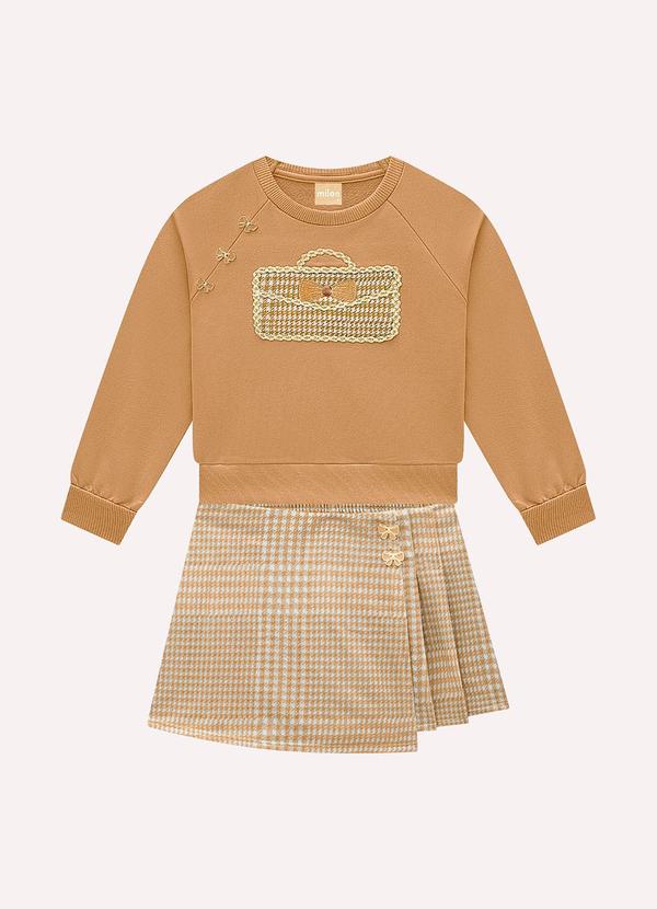 Conjunto Infantil Menina Bordado Marrom