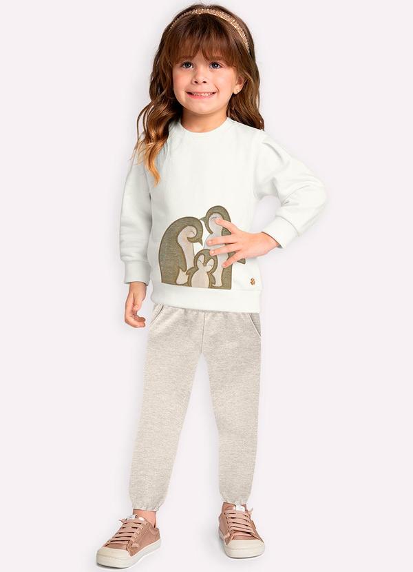 Conjunto Infantil Menina Bordado Off White