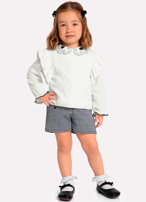 Conjunto Infantil Menina Bordado Off White