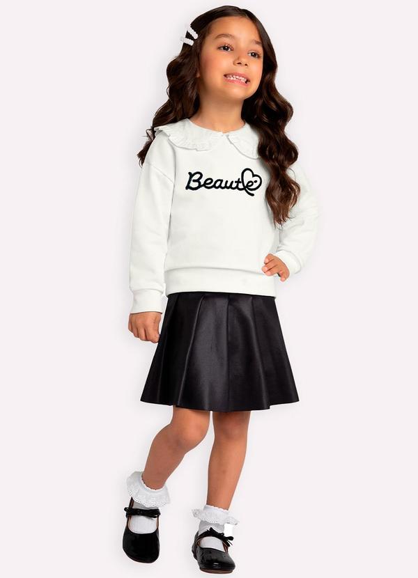 Conjunto Infantil Menina Bordado Off White