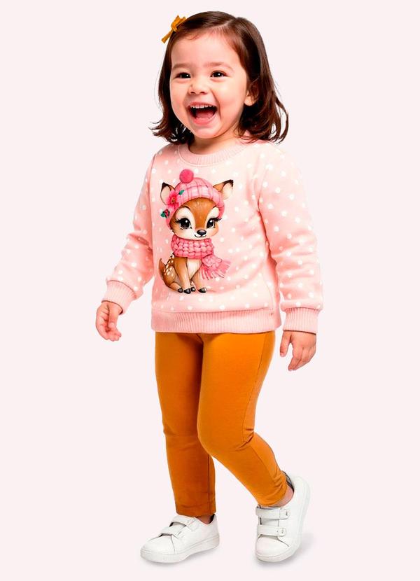 Conjunto Infantil Menina Bordado Rosa