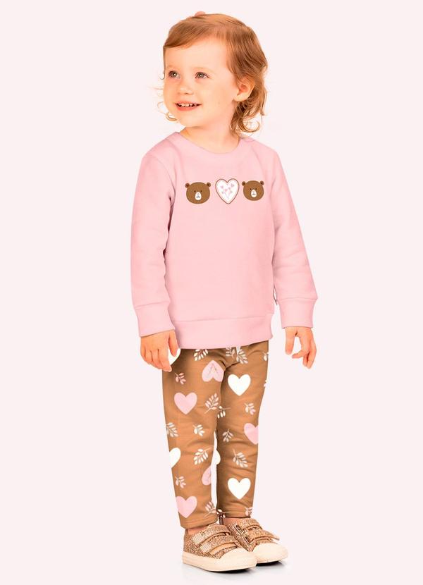 Conjunto Infantil Menina Bordado Rosa