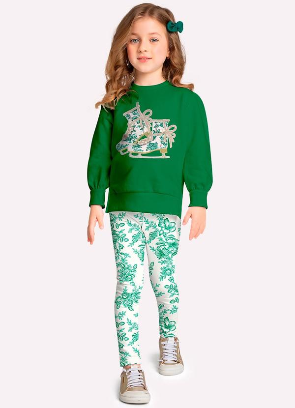 Vista 2 Conjunto Infantil Menina Bordado Verde Milon Milon