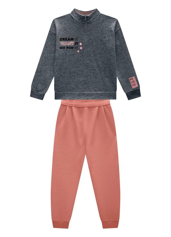 Vista 2 Conjunto Infantil Menina Cinza Brandili Brandili