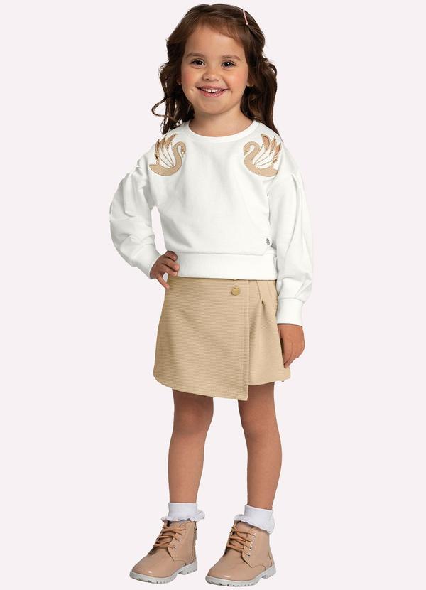 Conjunto Infantil Menina Cisne Off White