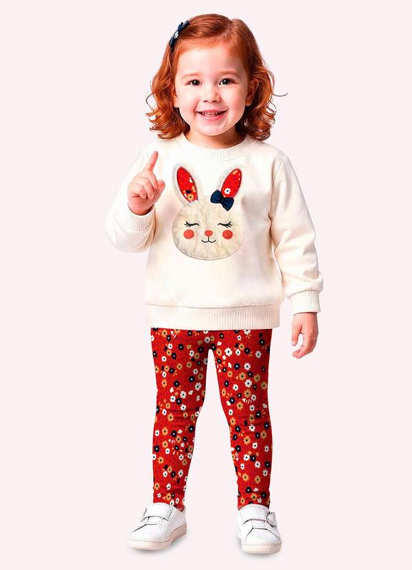 Conjunto Infantil Menina Coelhinho Off White
