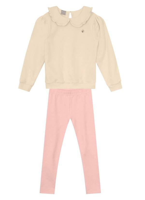 Conjunto Infantil Menina com Babado Bege