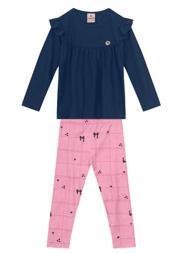 Vista 2 Conjunto Infantil Menina com Babados Azul Brandili Brandili