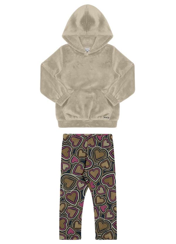 Vista 2 Conjunto Infantil Menina com Blusão Pelo Preto Alakazoo Alakazoo