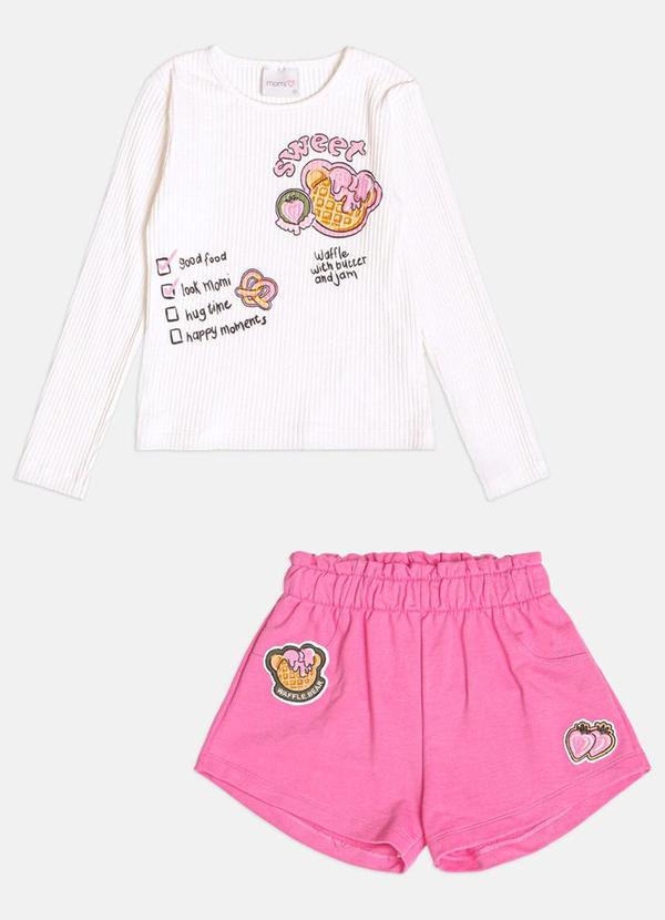 Conjunto Infantil Menina com Patch de Waffle Bear