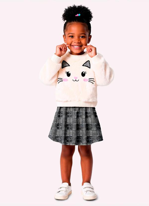 Conjunto Infantil Menina com Pelinhos Bege