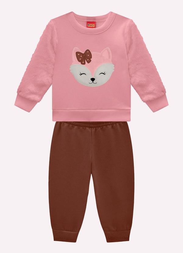 Conjunto Infantil Menina com Pelinhos Rosa