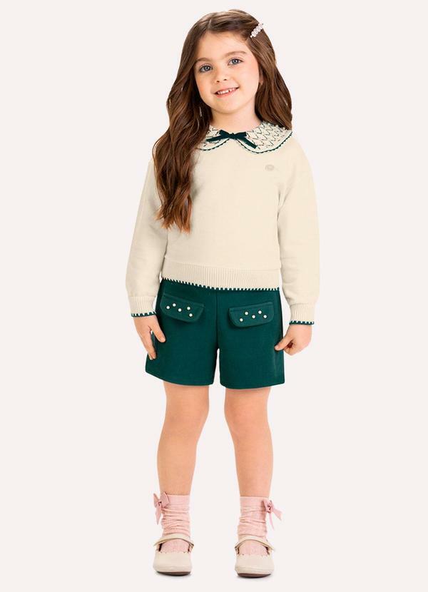 Conjunto Infantil Menina com Pérolas Bege