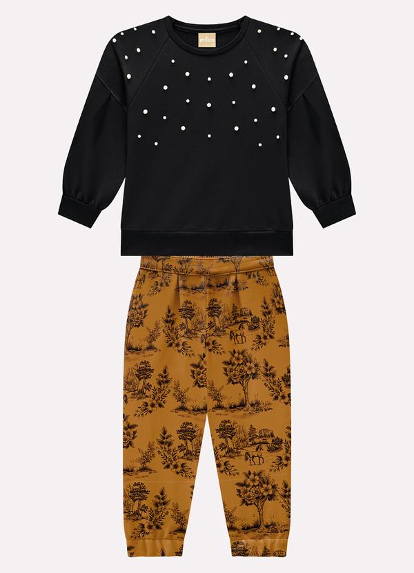 Conjunto Infantil Menina com Pérolas Preto