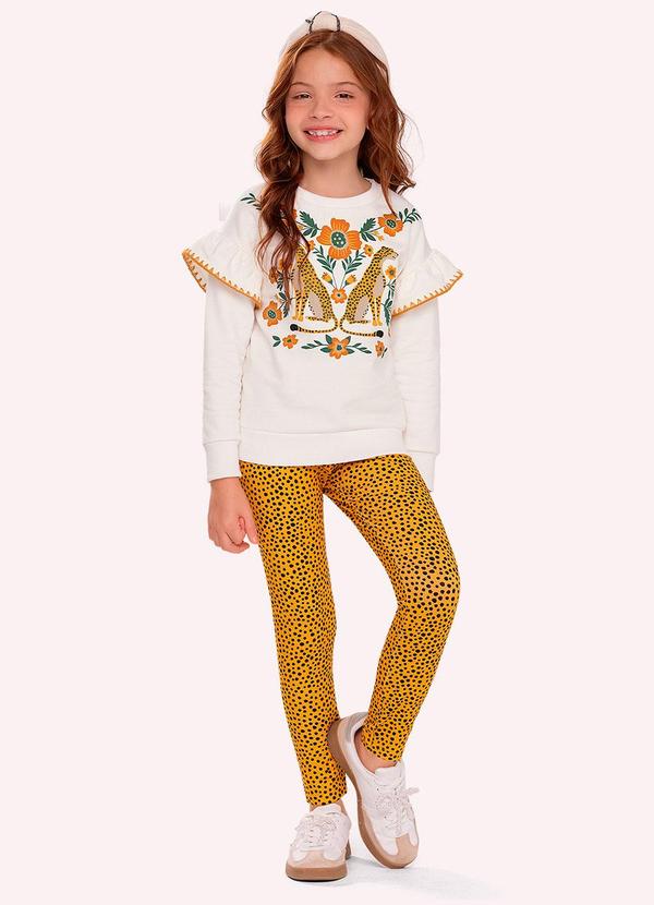 Conjunto Infantil Menina com Strass Bege