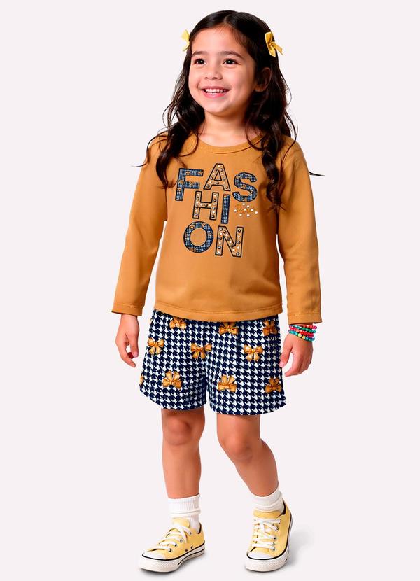 Conjunto Infantil Menina com Strass Marrom