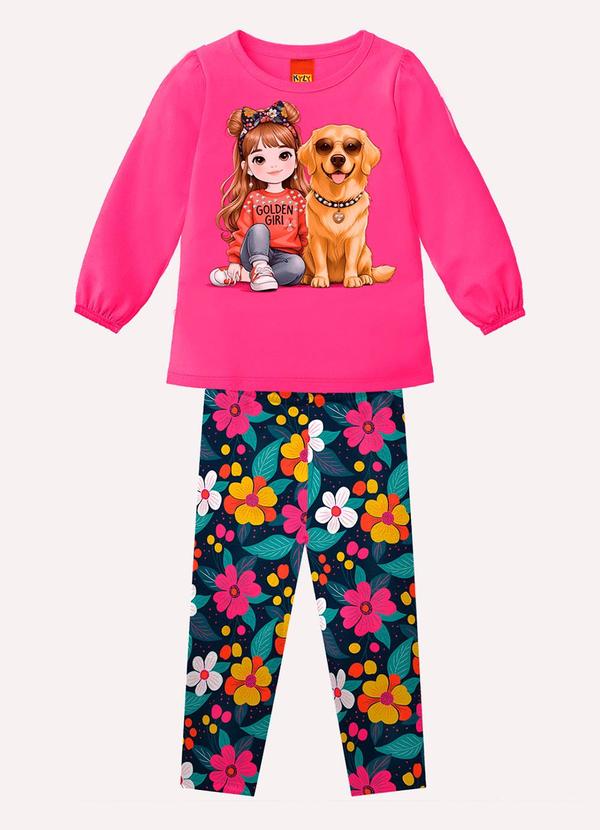 Conjunto Infantil Menina com Strass Rosa