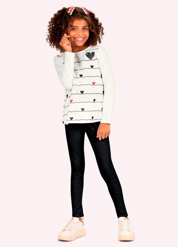 Conjunto Infantil Menina Corações Bege