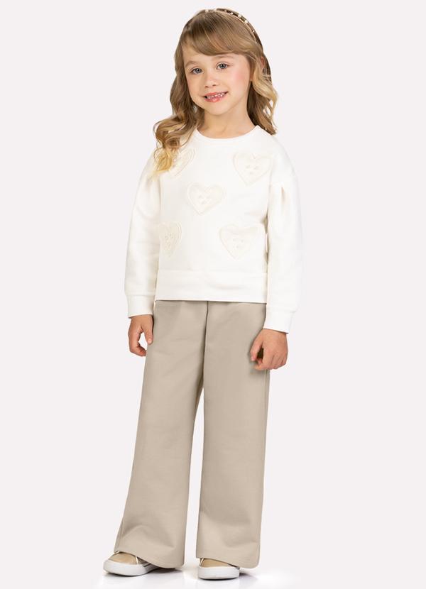 Conjunto Infantil Menina Corações Bege