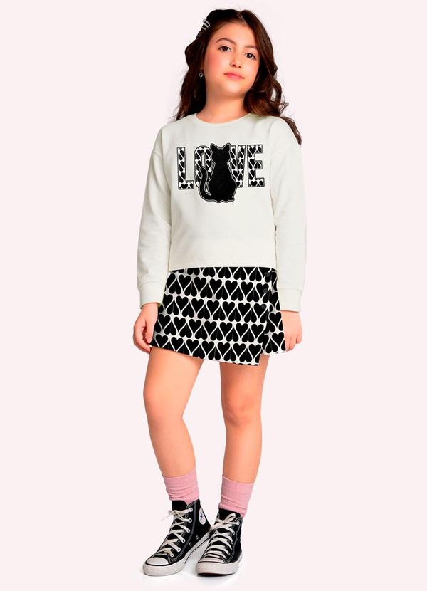 Conjunto Infantil Menina Corações Branco