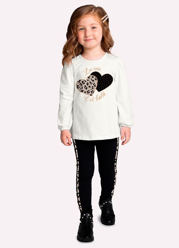 Conjunto Infantil Menina Corações Branco