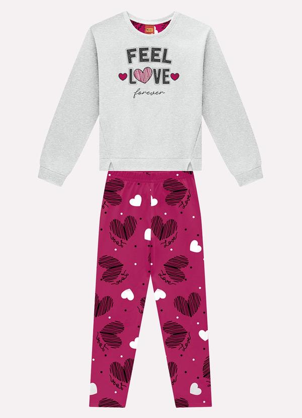 Conjunto Infantil Menina Corações Cinza