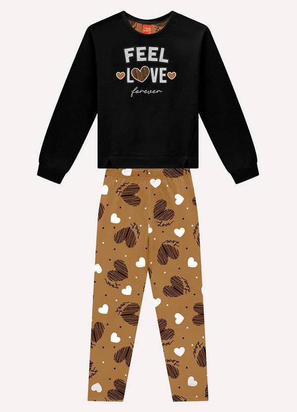 Conjunto Infantil Menina Corações Preto