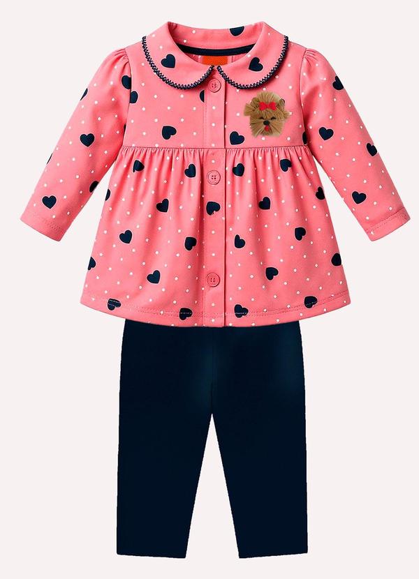 Conjunto Infantil Menina Corações Rosa