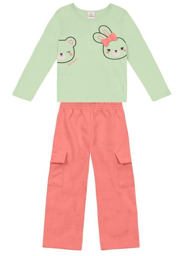 Conjunto Infantil Menina de Animais Verde