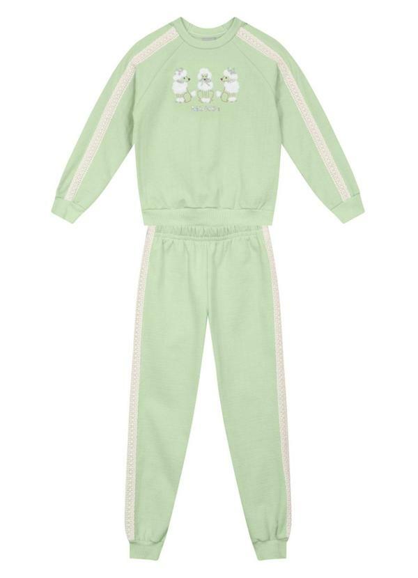 Conjunto Infantil Menina de Cachorrinhos Verde