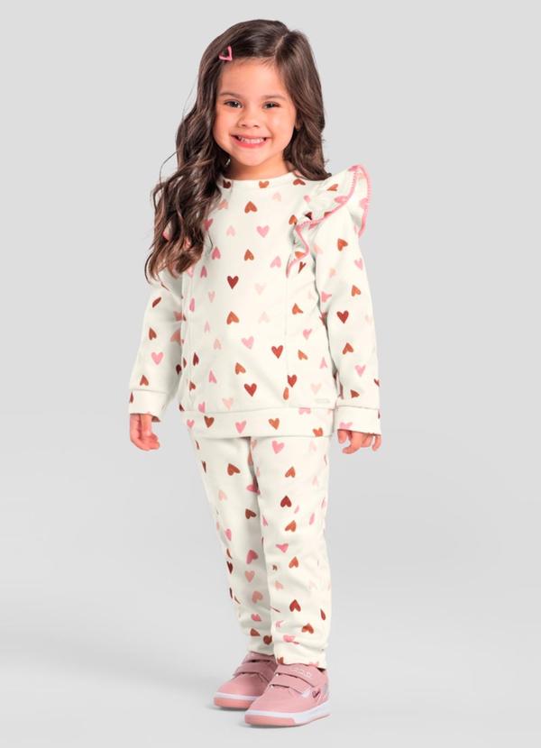 Conjunto Infantil Menina de Corações Natural