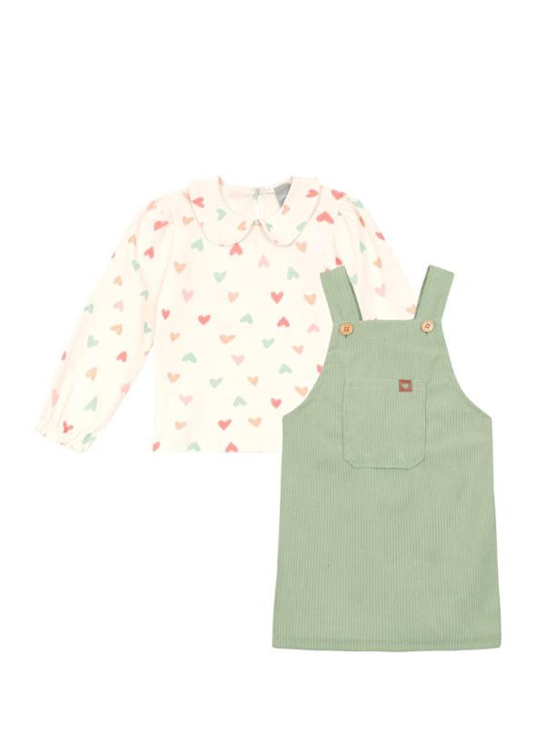 Conjunto Infantil Menina de Corações Natural