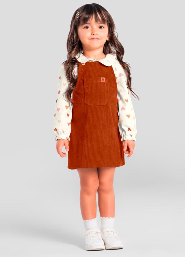 Conjunto Infantil Menina de Corações Natural