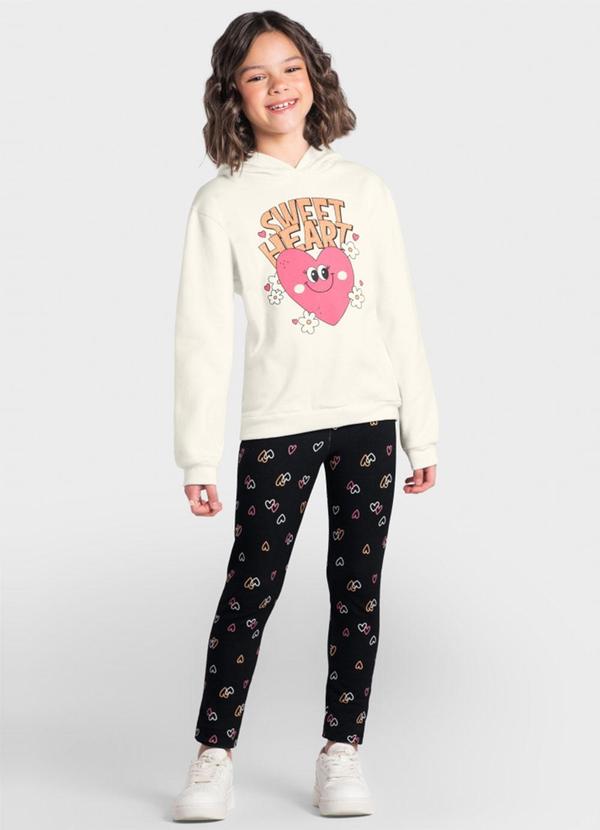 Conjunto Infantil Menina de Corações Natural