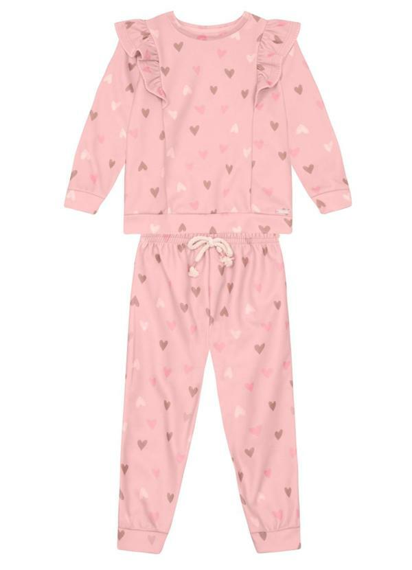 Conjunto Infantil Menina de Corações Rosa