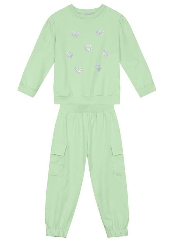 Conjunto Infantil Menina de Corações Verde