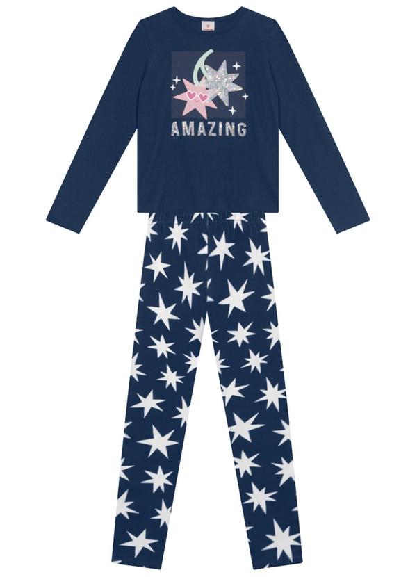 Conjunto Infantil Menina de Estrelas Azul