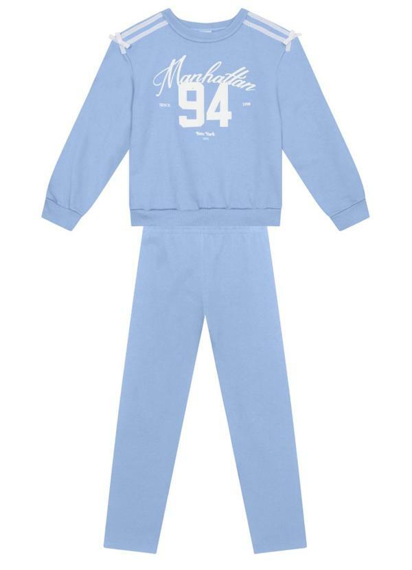 Vista 2 Conjunto Infantil Menina de Flor Azul Brandili Brandili