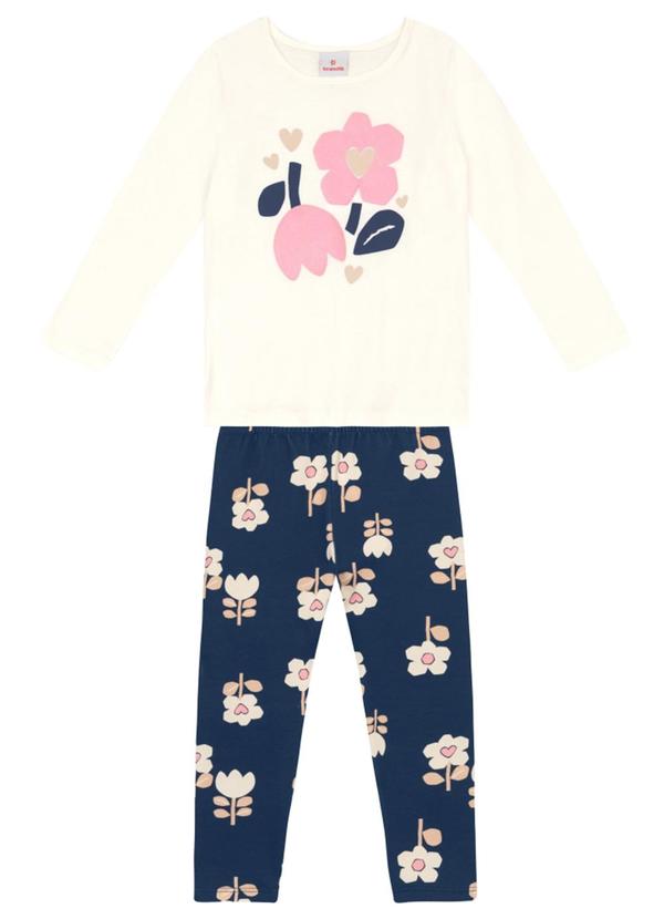 Vista 2 Conjunto Infantil Menina de Flores Natural Brandili Brandili