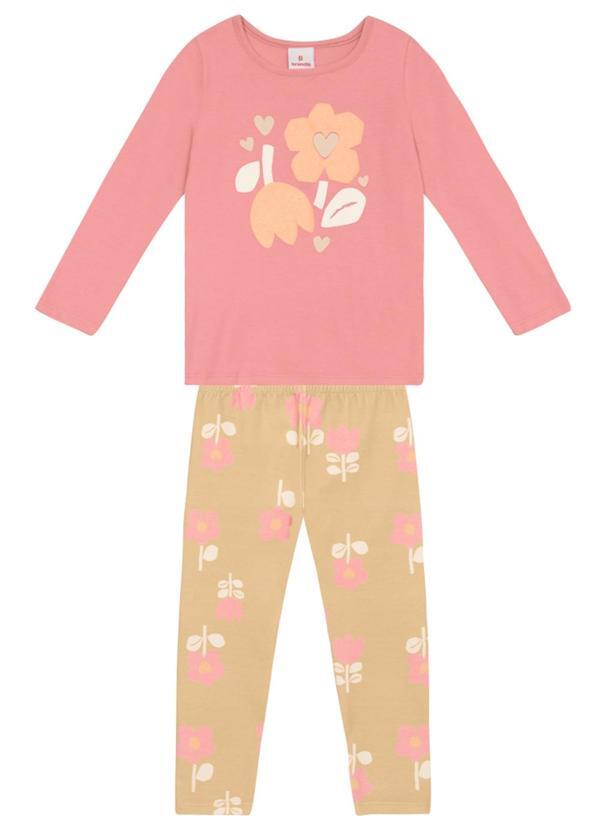 Vista 2 Conjunto Infantil Menina de Flores Rosa Brandili Brandili