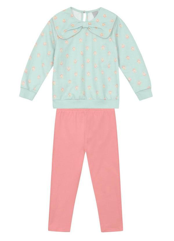Conjunto Infantil Menina de Flores Verde