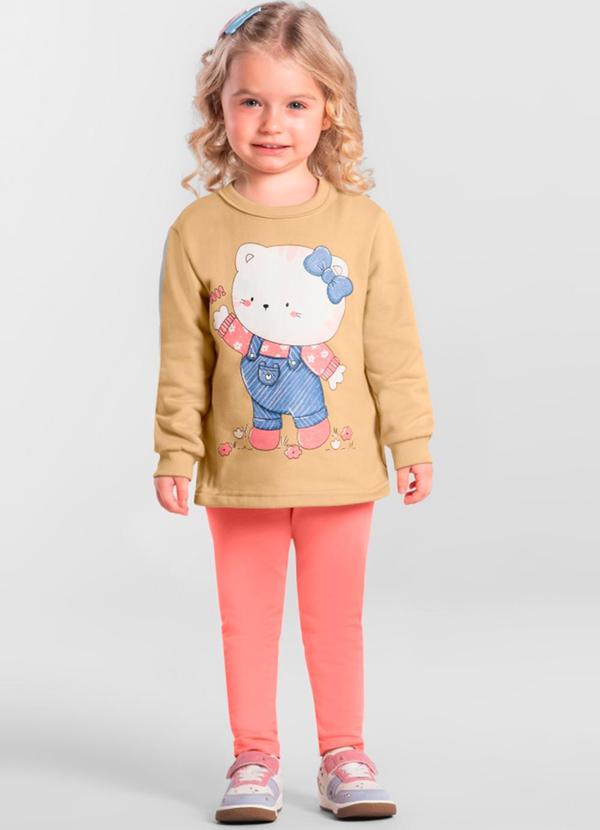 Conjunto Infantil Menina de Gatinho Amarelo