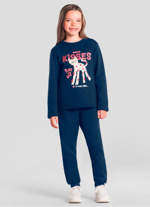 Conjunto Infantil Menina de Gatinho Azul