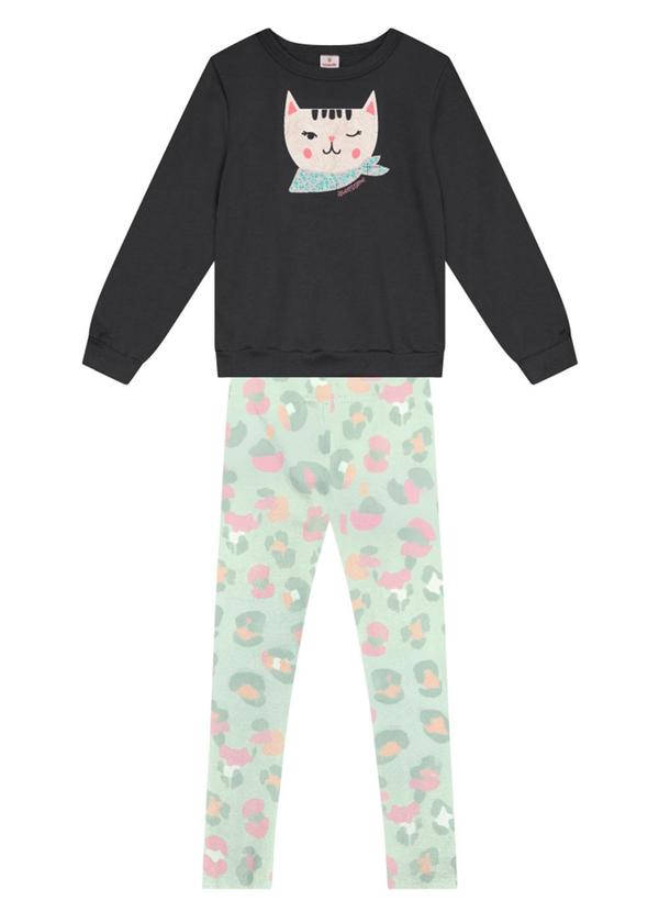 Conjunto Infantil Menina de Gatinho Cinza