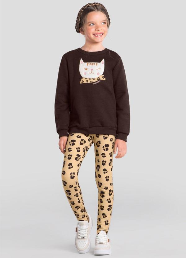 Conjunto Infantil Menina de Gatinho Marrom