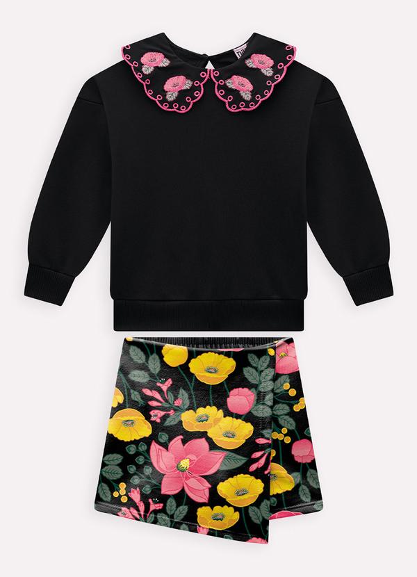 Vista 2 Conjunto Infantil Menina em Algodão Preto Nanai Nanai