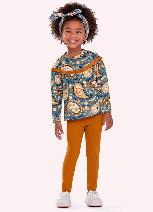 Conjunto Infantil Menina em Cotton Azul