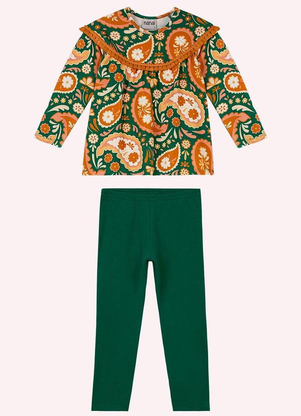 Conjunto Infantil Menina em Cotton Verde