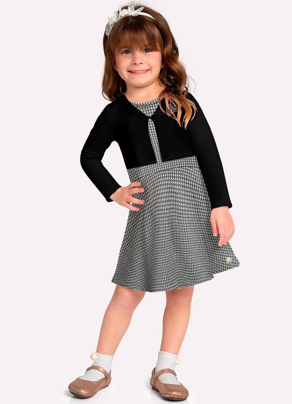 Conjunto Infantil Menina em Jacquard Preto