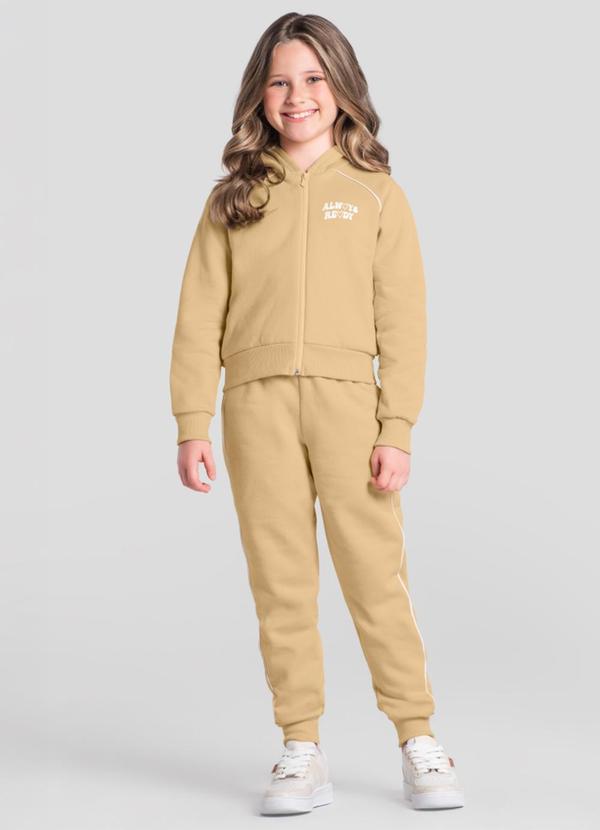 Vista 2 Conjunto Infantil Menina em Moletinho Amarelo Brandili Brandili
